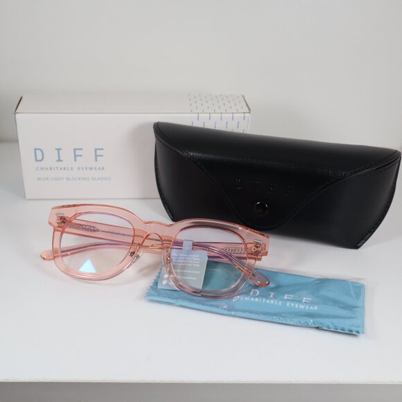 DIFF EYEWEAR SUMMER LP-BB175 LIGHT PINK Blue Light Glasses 47mm - Picture 1 of 8